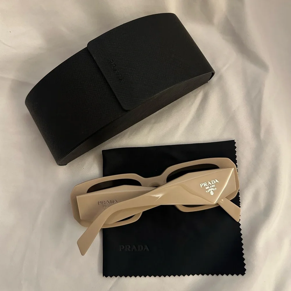 Prada Beige Rectangular Sunglasses - Picture 4 of 8